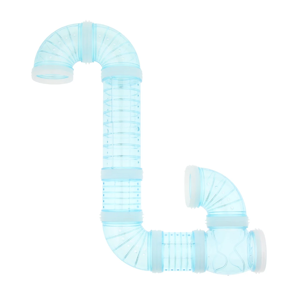 blue Pet Hamster Tunnel Small Animals Pipeline Fittings Tube DIY Connected Tunnel - Цвет: blue