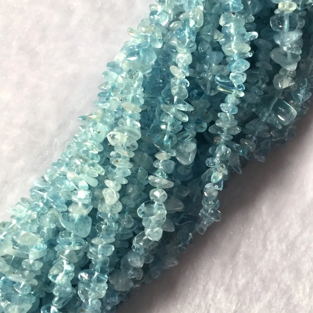 Высококачественные Натуральные чистые синие аквамариновые бусины Nugget Chip Loose Beads