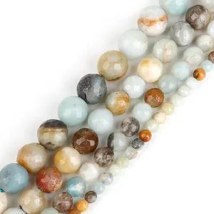 Strand 15'' Mix Color Dull Polish Faceted Mix Color Amazon Natural Stone Beads For Jewelry Making DI in Pakistan