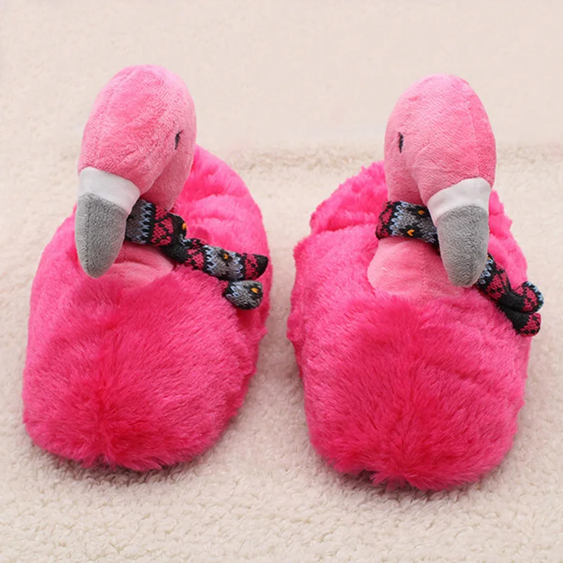 Домашние тапочки с фламинго женская обувь милые плюшевые Симпатичные хлопковые