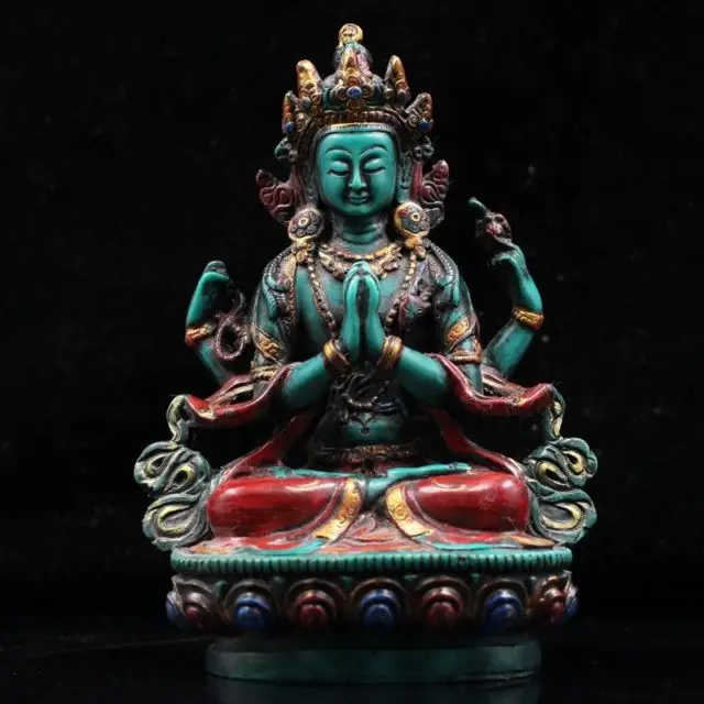 Изысканный китайский Тибетский красочный медный Будда ручной работы | Дом и сад