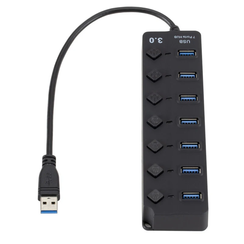 Концентратор USB 3 0 с 7 портами и кнопочным переключателем для передачи данных