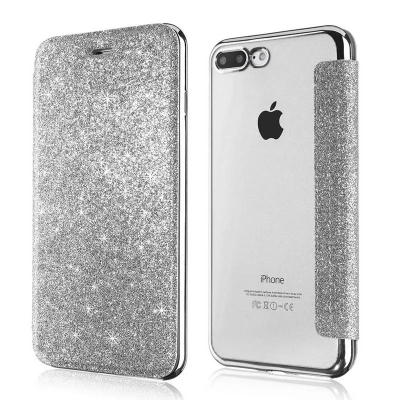 Блестящий кожаный чехол-бумажник с откидной крышкой для iPhone 11 Pro XS Max XR X 8 8Plus 7 7 Plus 6 6s Plus 5 5S SE прозрачный мягкий чехол из ТПУ