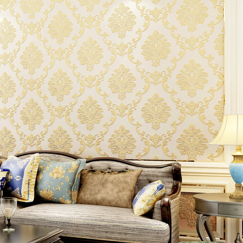 3D Pressure Relief luxurious europe Simple Living room nonwoven fabric wallpaper Bedroom TV background wall sticker | Дом и сад