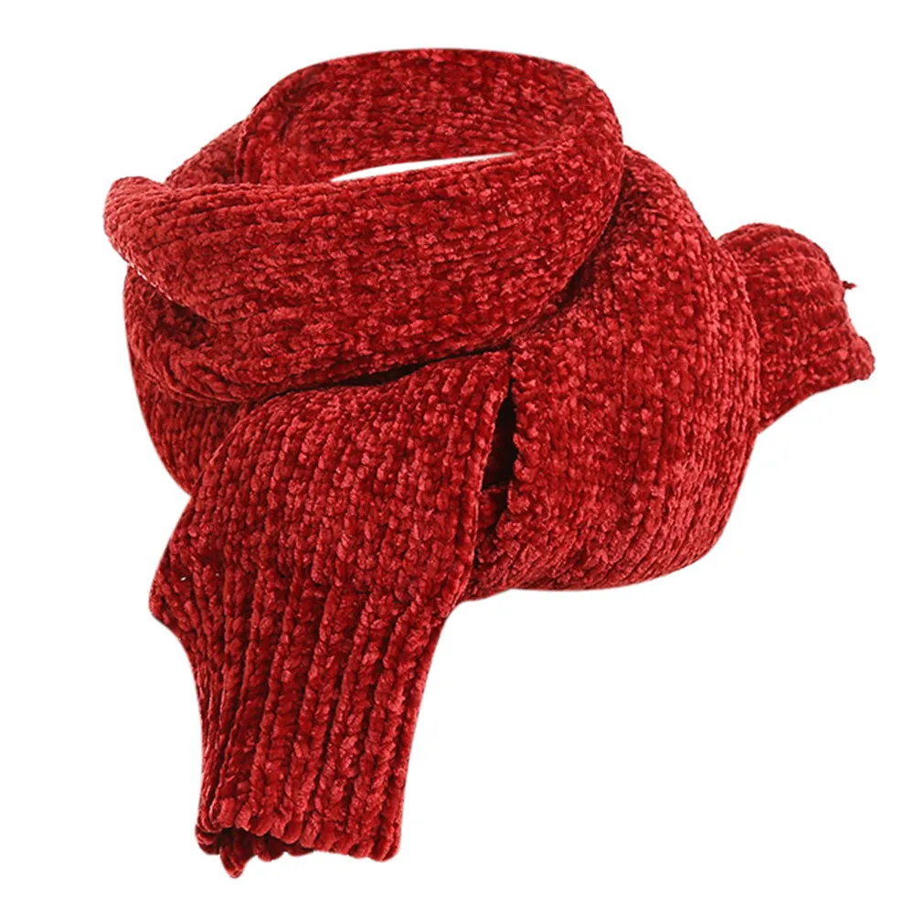 Red 40 женский шарф из синели осень зима теплый мягкий длинный платок женские одноцветные шарфы женский палантин 200*37 см - Цвет: Red