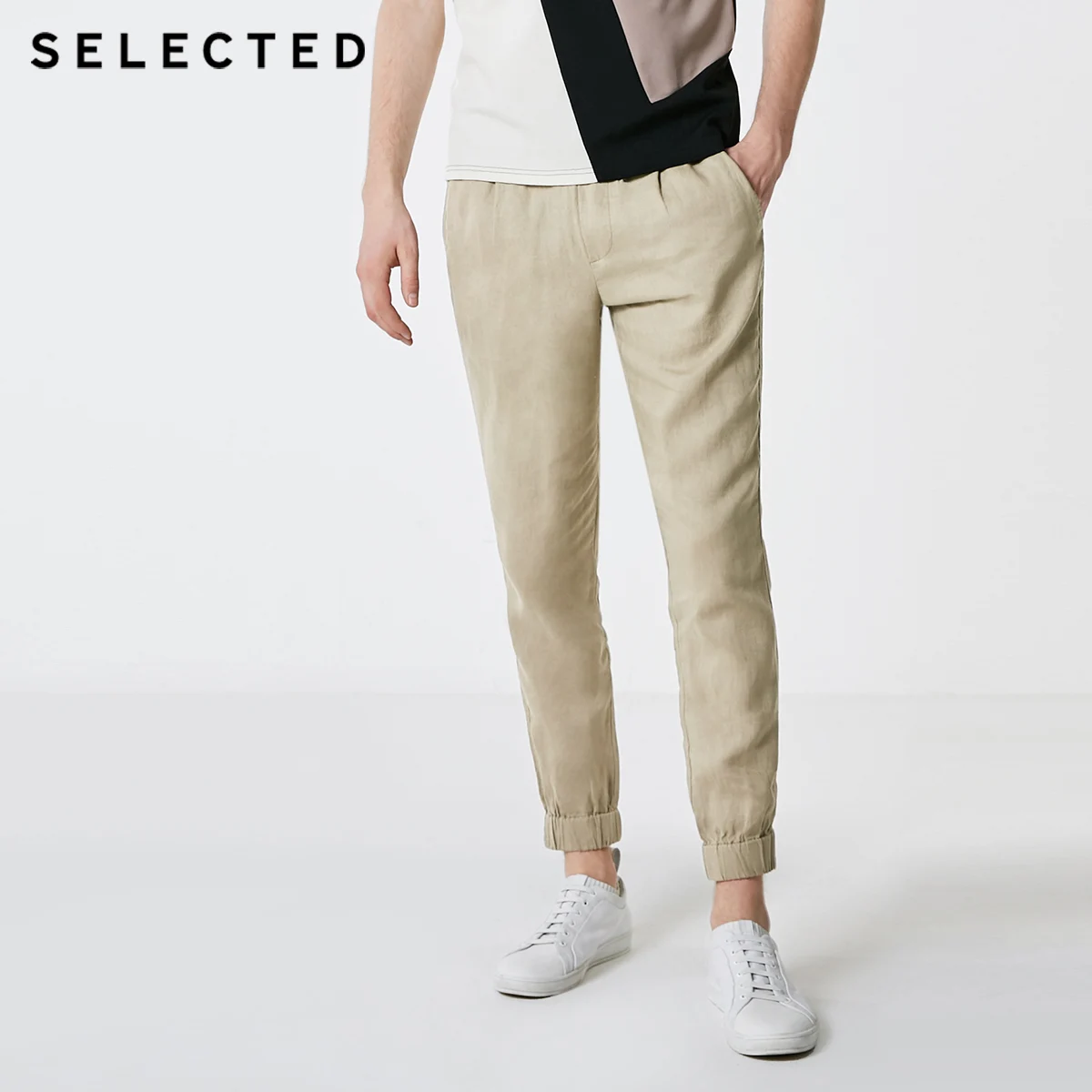 

SELECTED Men's Loose Fit Pure Color Linen Casual Pants S|419214523