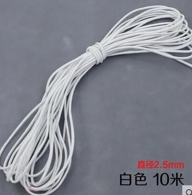 2,5-10 мм 10 м/лот 2,5-8 мм аксессуары ручной работы круглая эластичная повязка растягивающаяся веревка Банджи шнур Струны DIY аксессуары для волос 869 - Цвет: 2.5mm white