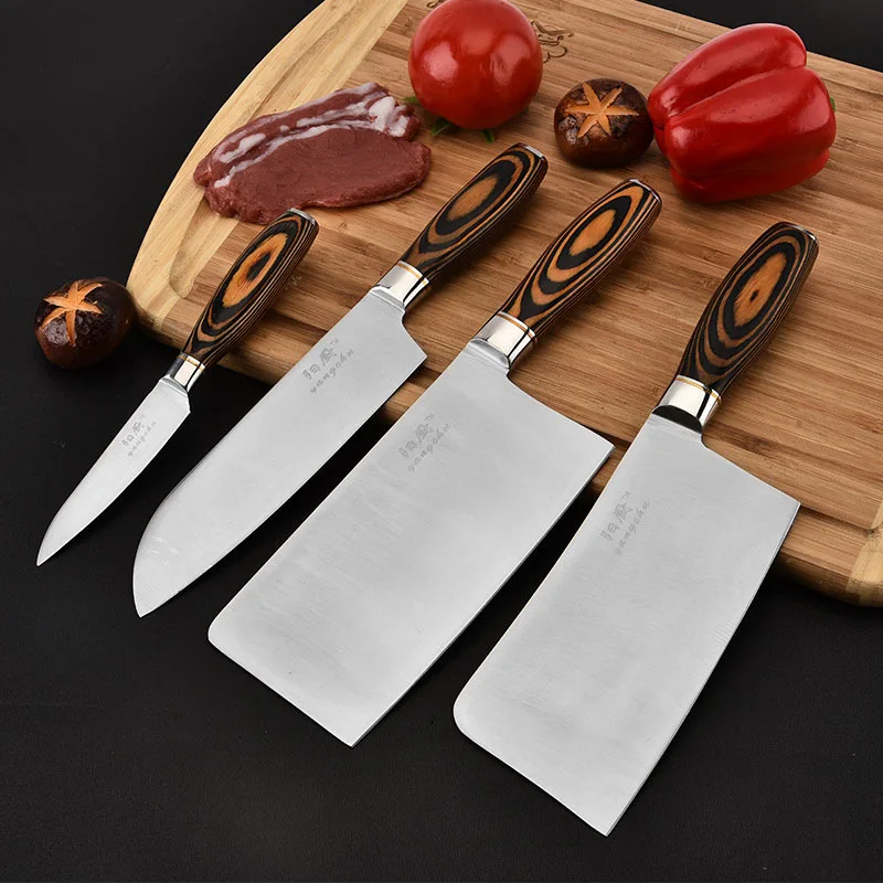Кухонные ножи из нержавеющей стали утолщенный набор кухонных ножей с держателем