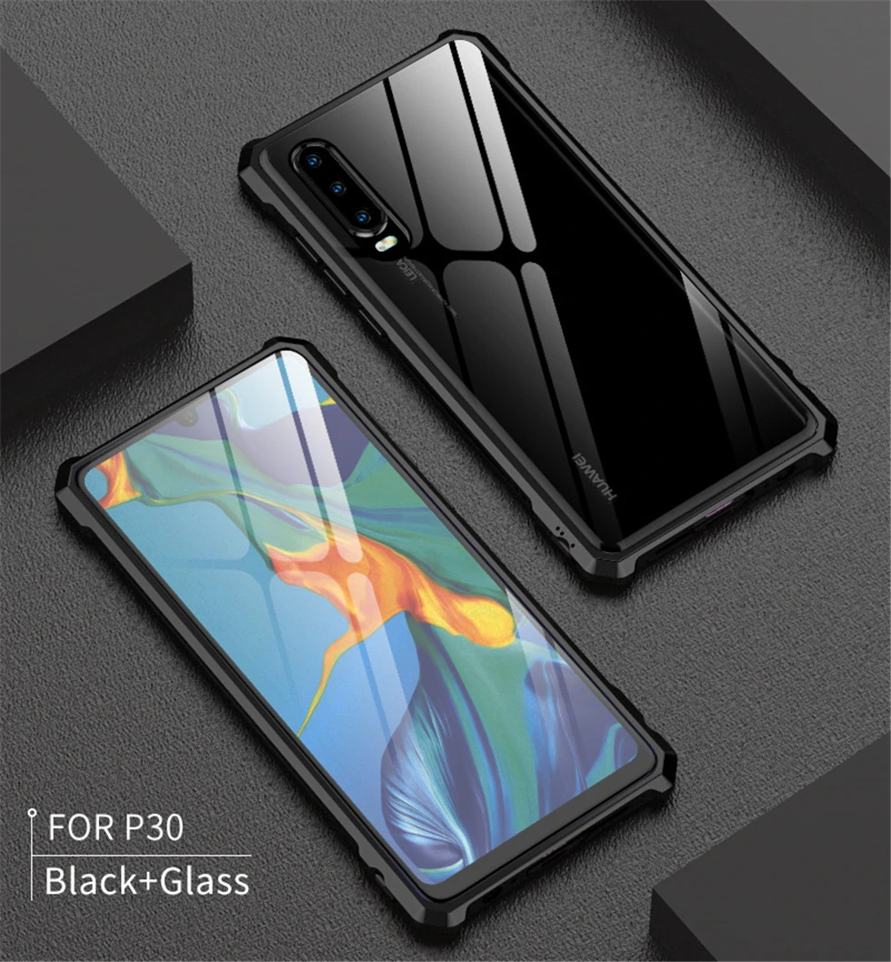 Противоударный металлический бампер Leanonus для huawei P30 Pro P30 Lite чехол из закаленного стекла задняя крышка для huawei P20 Lite P20 Pro Чехол