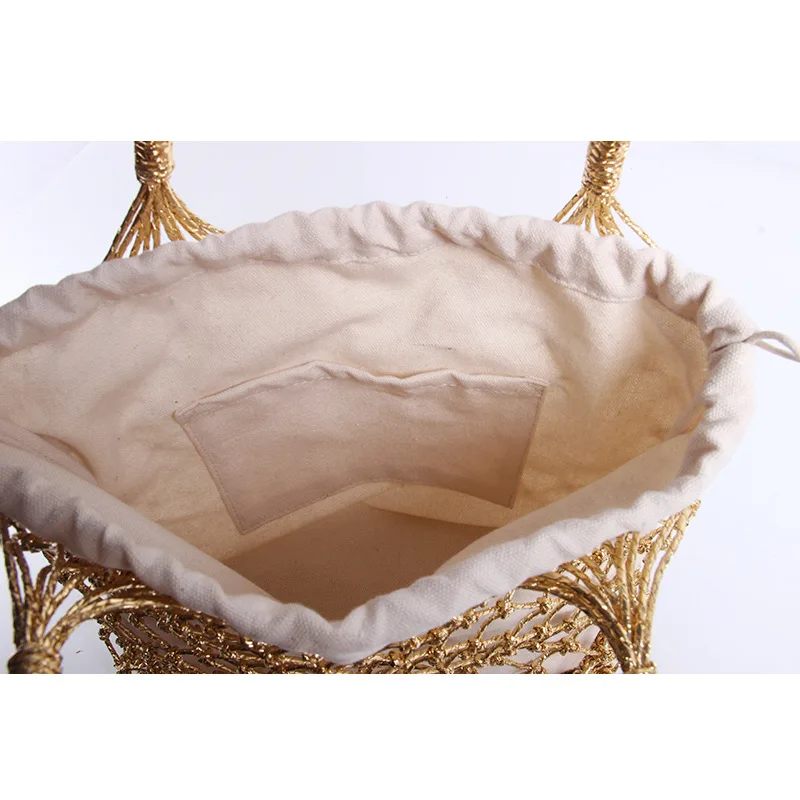 Женская Сетчатая Сумка пляжная сумка золотого и серебряного цвета 2 яркие