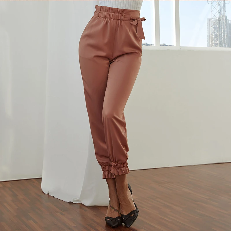 JYSS Женские повседневные штаны новый стиль коричневые с высокой талией Длинные