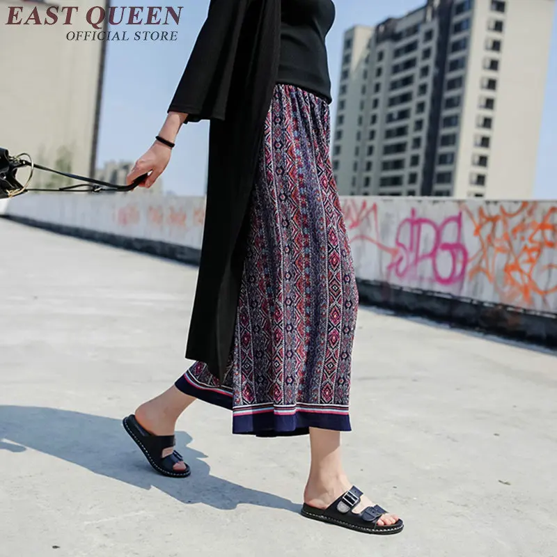 Женские брюки до щиколотки винтажные с цветочным принтом и широкими штанинами