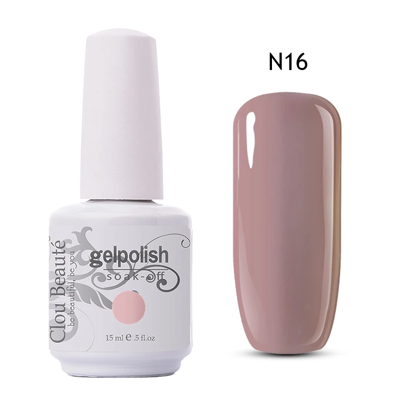 N16 Clou Beaute 15 мл замачиваемый УФ светодиодный Гель-лак для ногтей Базовое покрытие без протирания гель для ногтей золотой блеск телесного цвета лак 244 цветов - Цвет: N16