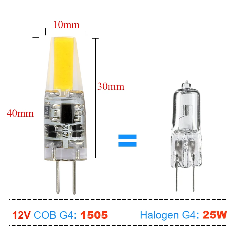 Светодиодные лампы G4 с регулируемой яркостью COB AC DC 12 В 1 Вт 2 3 светодиодные
