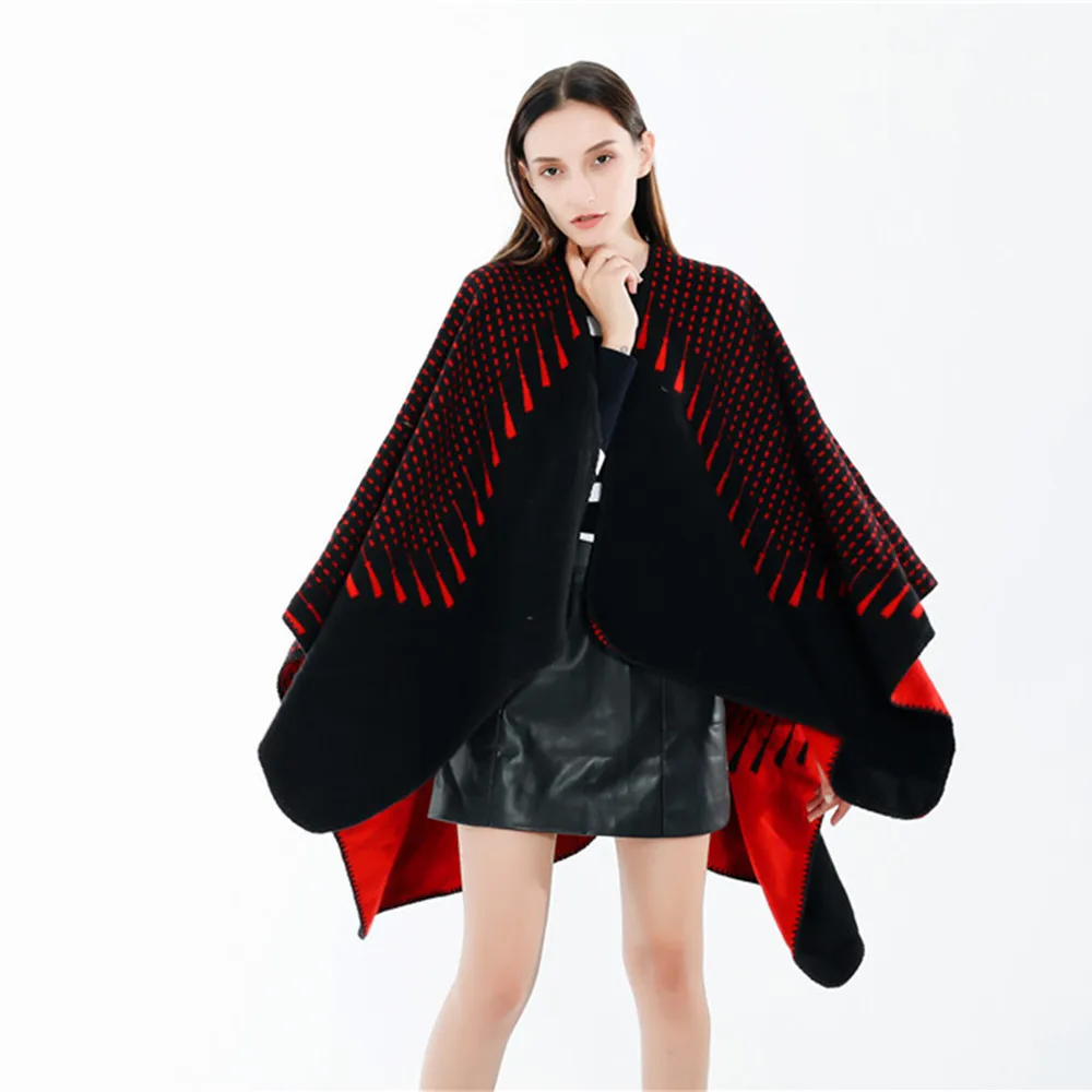2018 Осень Зима Новое теплое одеяло шарф женские шарфы пончо шаль геометрический