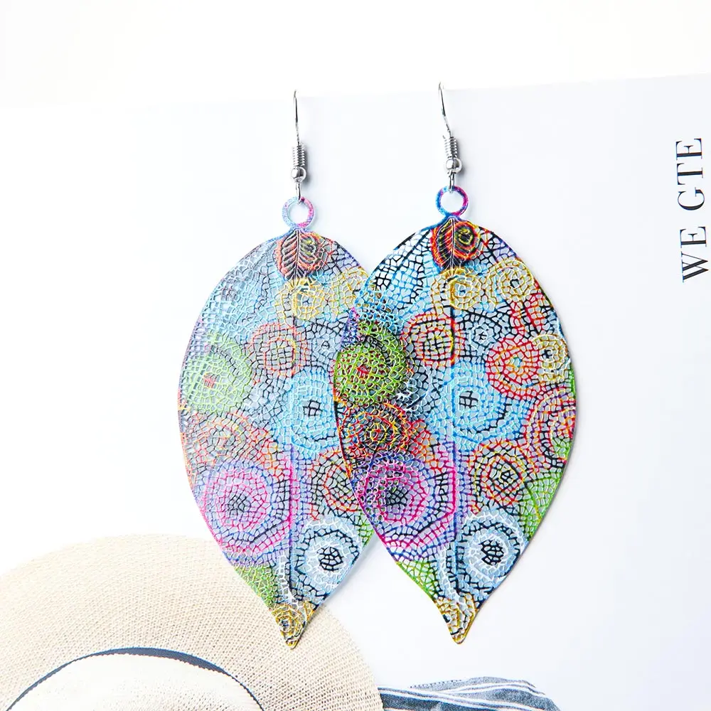 Винтажные висячие серьги с листьями модные богемные выдолбленные для женщин