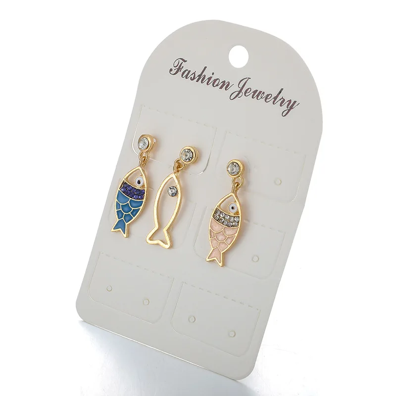 Комплект из 3 предметов женские серьги полые металлические серьги-рыбки океан