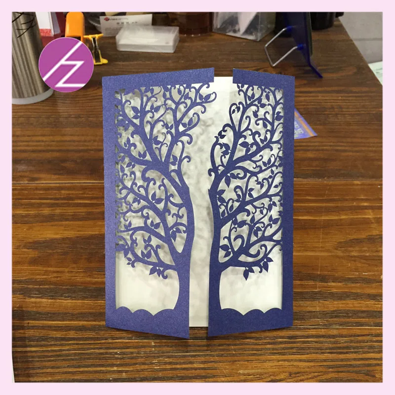 12 шт./лот бесплатный образец приглашение на свадьбу 250 г/кв. М темно-синяя