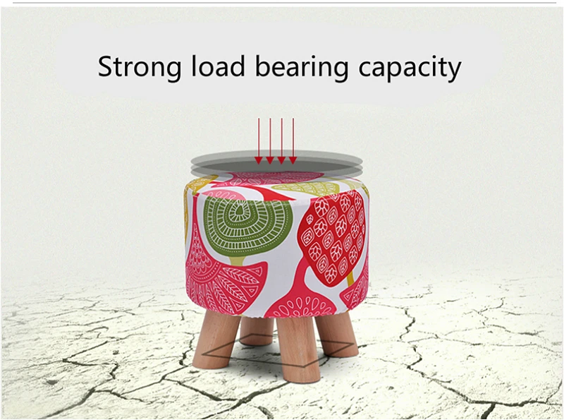 Низкий стул из массива дерева бытовая скамейка для смены обуви моющаяся тканевая