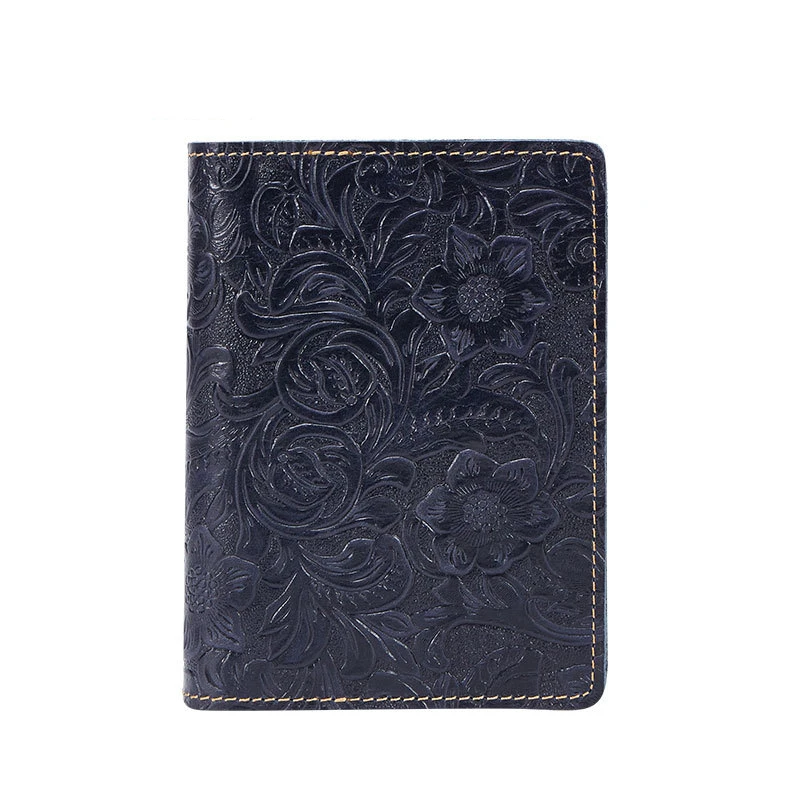 embossed Blue Классическая Ретро винтажная Мужская Натуральная кожа Обложка для паспорта 9 цветов держатель паспорта для путешествий Чехол для удостоверения личности кредитный держатель для карт - Цвет: embossed Blue
