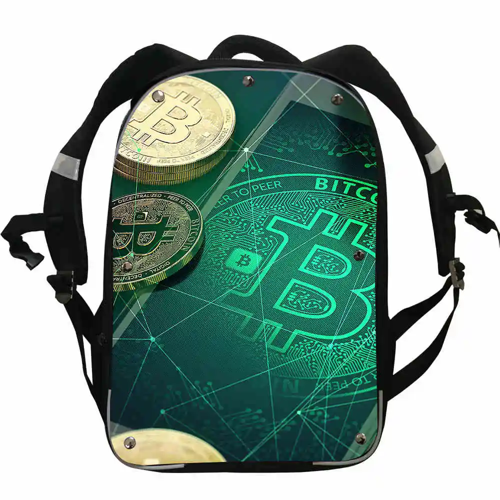Биткоин рюкзак животные цифровая валюта DIGICCY мужчина женщина мальчики девочки подростковые школьные сумки Mochila коробка ланч пенал Чехол - Цвет: F