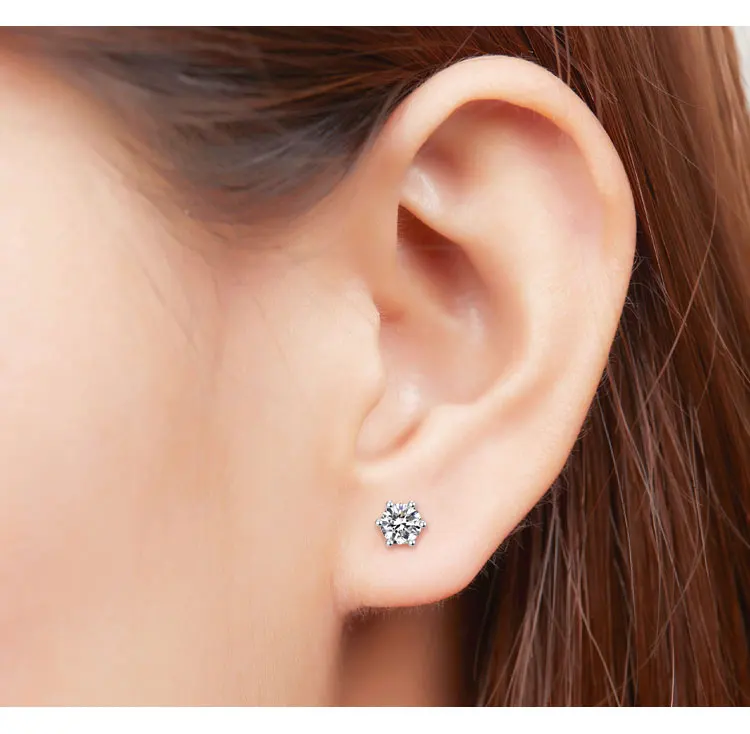 Новые 0.1ct серьги с бриллиантами золотые 18K Роскошные ювелирные изделия для женщин маленький бриллиант два цвета на выбор