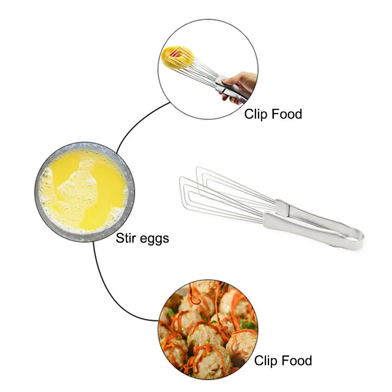 Многофункциональный Нержавеющая сталь барбекю клип Венчики для взбивания яиц