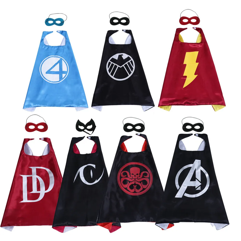 Новый атласный 2 слоя серии Мстителей косплей супергерой дети Накидка + маска на