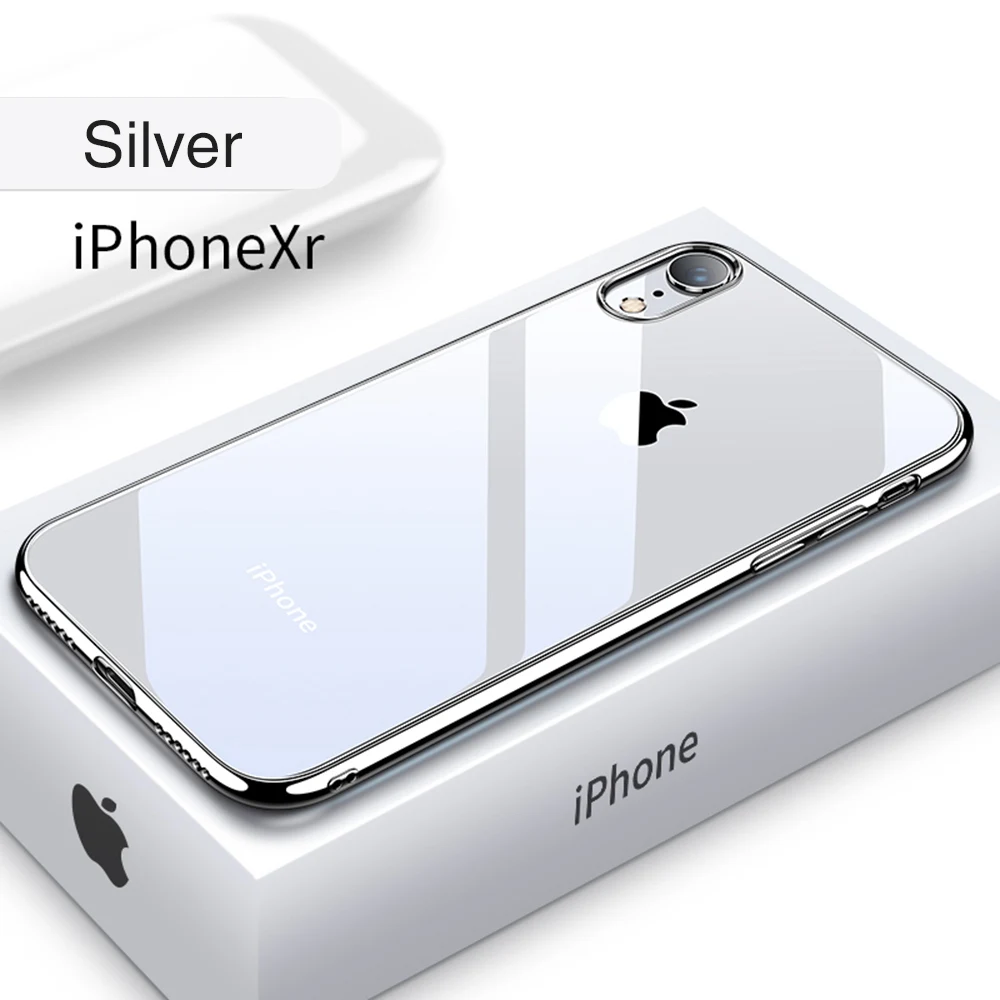 Silver OTAO сверхтонкая жесткая накладка на заднюю панель чехол для телефона для iPhone XS MAX XR X 8 7 6 6s Plus покрытие силиконовый чехол-накладка из мягкого ТПУ с полным покрытием противоударный Caqa - Цвет: Silver
