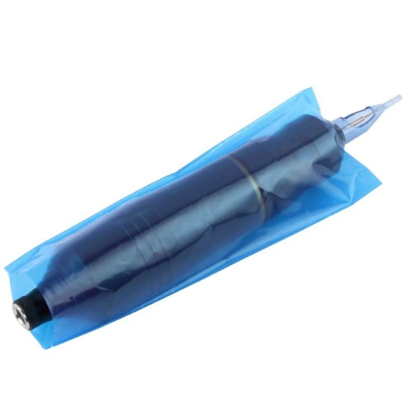 200 pcs/lot Blue Tattoo Clip Plastic Cord Sleeves Bags Supply Disposable Covers Bags for Tattoo Machine Tattoo Accessory