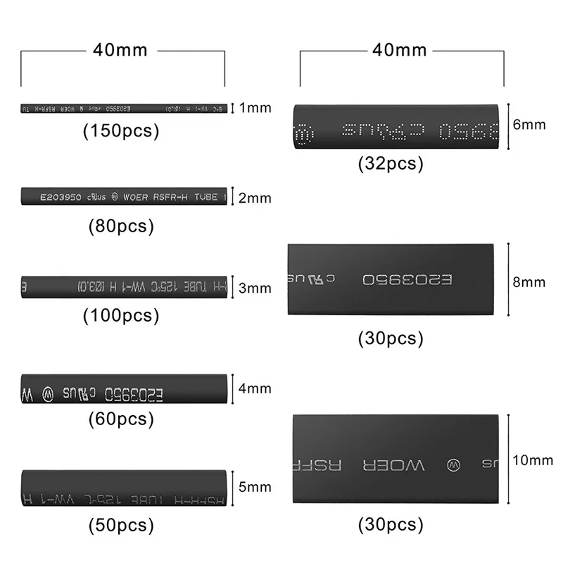 532 шт. коэффициент 2: 1 защита от изоляции огнестойкая термоусадочная трубка набор