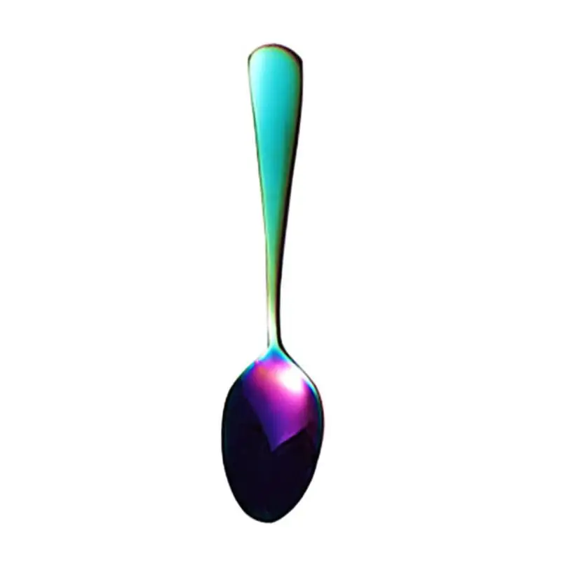Multicolor 1 шт. мини чайная ложка из нержавеющей стали набор столовых приборов уникальная Радужная десертная ложка золотые чайные ложки маленькая кофейная ложка для вечерние Новые - Цвет: Multicolor