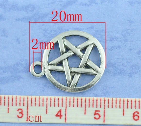 Doreen Box прекрасный 50 Серебряный цвет пентаграмма Подвески 20x17 мм (B07776)|pentagram charm|silver