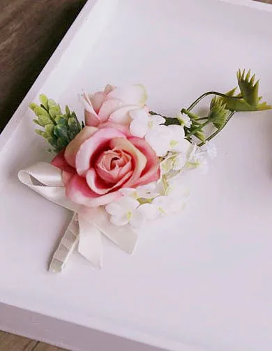 Color2 Boutonniere 1 шт. ручной работы Свадебная вечеринка для выпускного вечера бутоньерка, жених бутоньерка или невесты или подружки невесты ручной наручные искусственный цветок корсажи - Цвет: Color2 Boutonniere