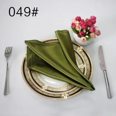 NP003 дешевые, сделанные на заказ, много цветов, свадебные, 40 см* 40 см, красный, бордовый, зеленый, белый, слоновая кость, синий, желтый, фиолетовый, атласная Салфетка для стола