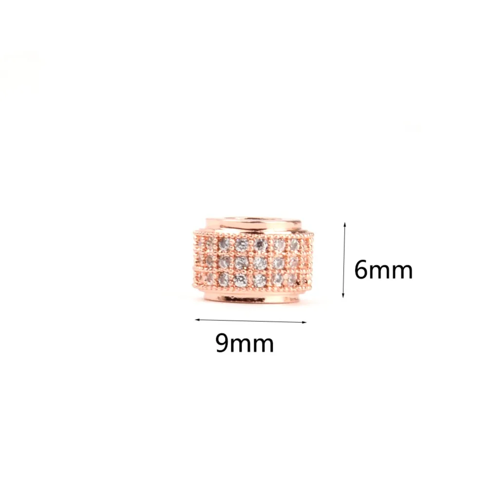 High Quality Micro Pave CZ Large Hole 6*9mm Tube Beads White Crystal Cubic Zirconia for Men Making Bracelet Jewelry | Украшения и
