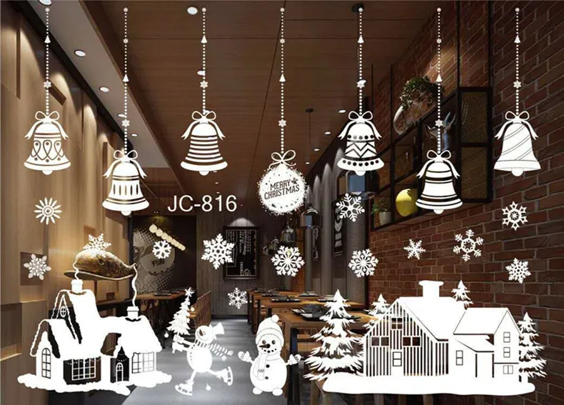 B16 Новинка, Рождественское украшение, оконное стекло, наклейка s Merry Christmas, Санта Клаус, снег, ПВХ, съемная Наклейка на стену для рождества, наклейки для дома - Цвет: B16