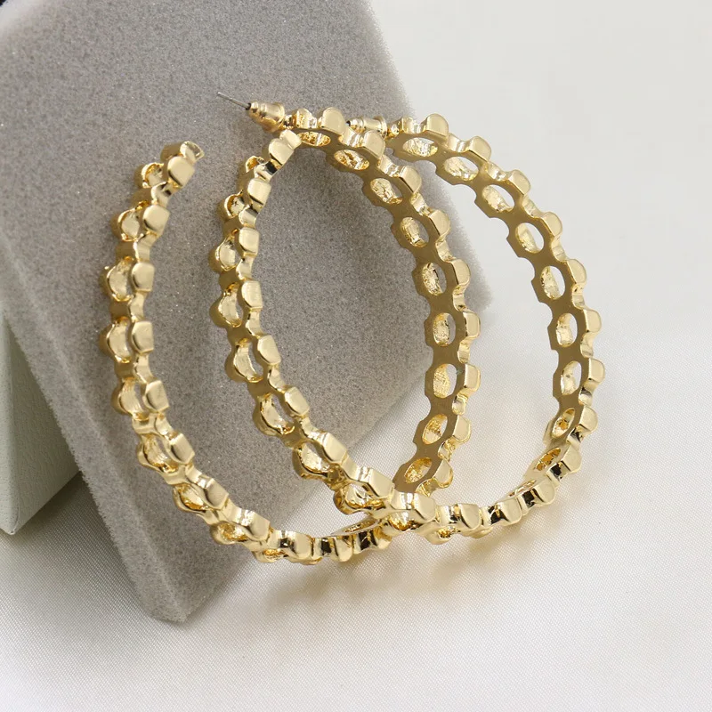 Женские массивные серьги качели большие круглые с золотистой цепочкой Ювелирное