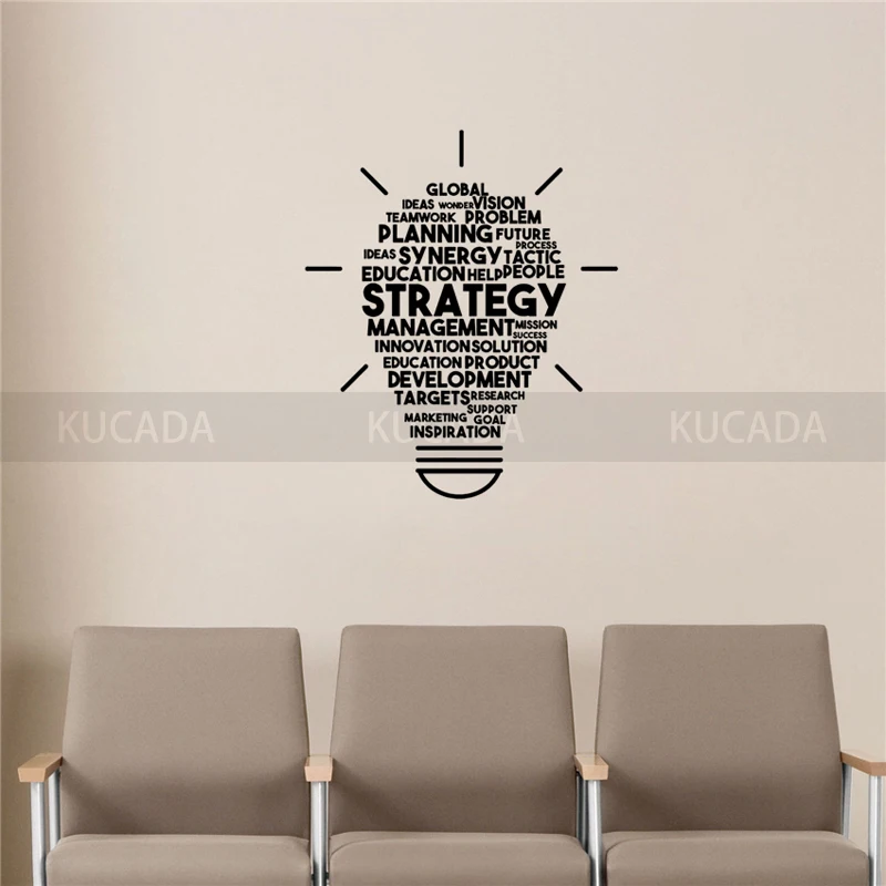 Виниловая наклейка на стену слова облако лампочка офисный декор идея сделай сам