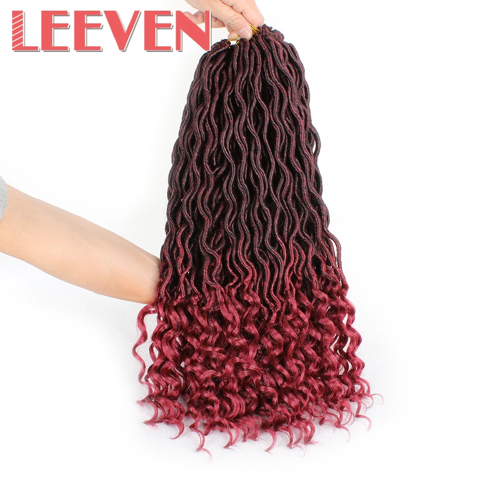 Leeven Faux Locs Curly вязаные волосы 18 дюймов богиня крючком косы для наращивания волос - Фото №1