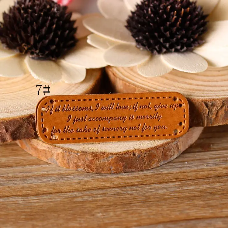 500 шт Заказные Ретро коричневые этикетки из искусственной кожи ручной работы для