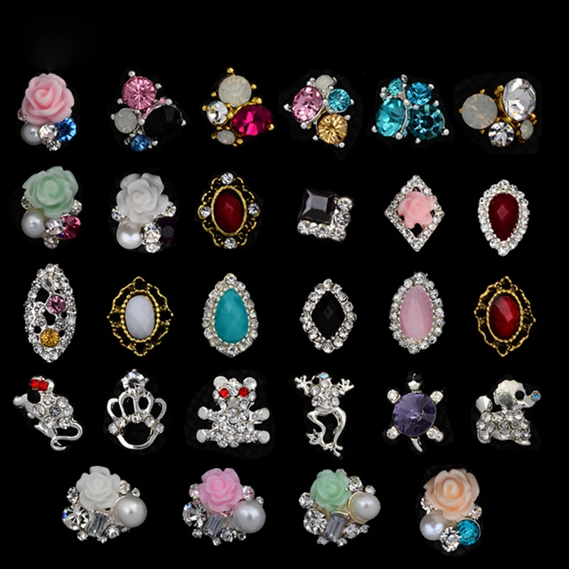 Стразы для дизайна ногтей жемчужные драгоценные камни металл AB кристалл