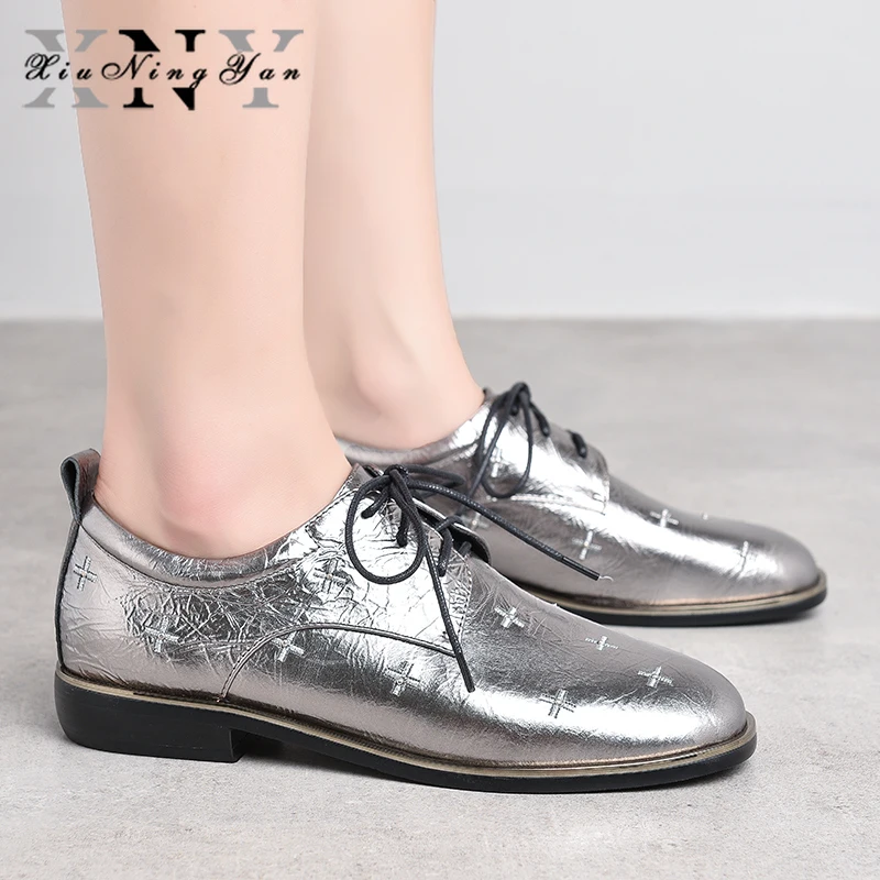 

Women Oxford Flat Shoes Genuine Leather Loafers for Woman Sneakers Female Oxfords Ladies Single Shoes Strap 2019 Shoes Woman