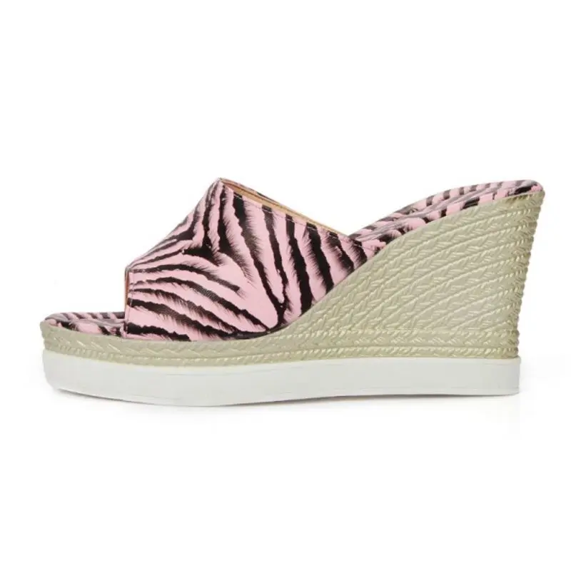 FITWEE Size 33-43 Sexy Women High Wedges Sandals Peep Toe Platform Pattern Slippers Summer Beach Party Shoes | Обувь