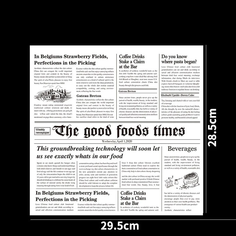 a1-Newspaper 100 шт маслостойкая Восковая бумага для обертки пищевых продуктов, бумага для бутербродов, бутербродов, бургеров, фри, инструменты для выпечки, фаст-фуд, индивидуальные поставки - Цвет: a1-Newspaper