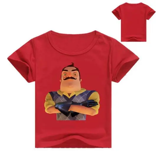 color at picture Новая модная игровая футболка для подростков, летние футболки из чистого хлопка в стиле «Hello neigher» топы для мальчиков и девочек, детская одежда - Цвет: color at picture