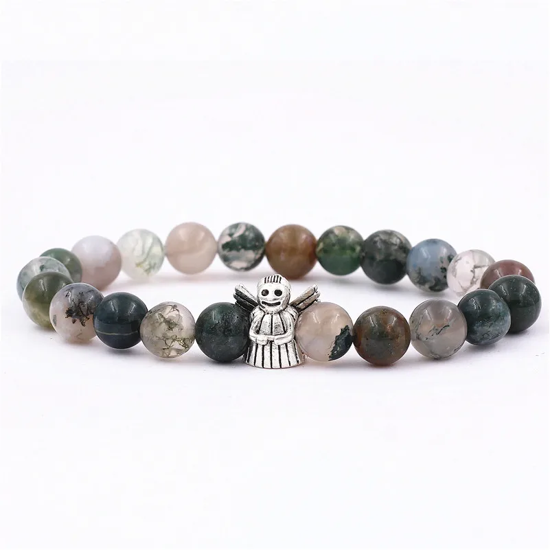 Ангел очаровательный натуральный камень красный зеленый Бусы Будда мужчины