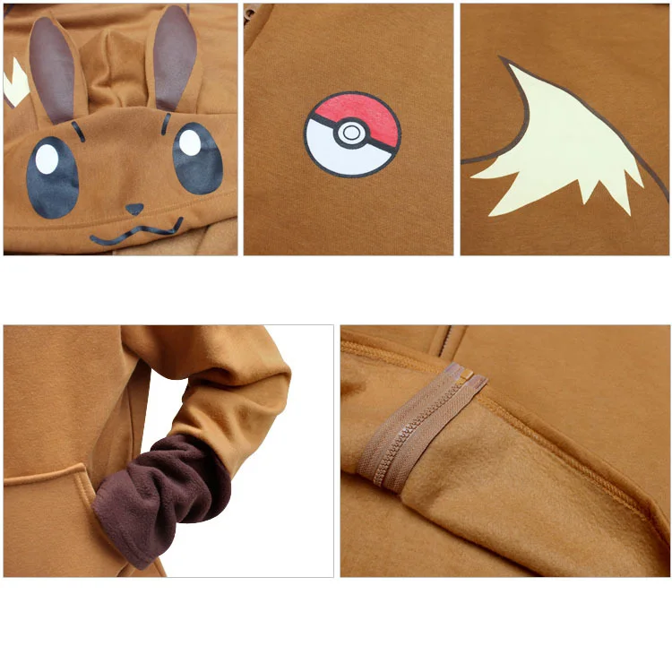 Костюм на Хэллоуин, аниме, Покемон, Eevee, Толстовки, Толстовки, косплей, куртки, весна/осень/зима, пальто для мужчин и женщин, верхняя одежда