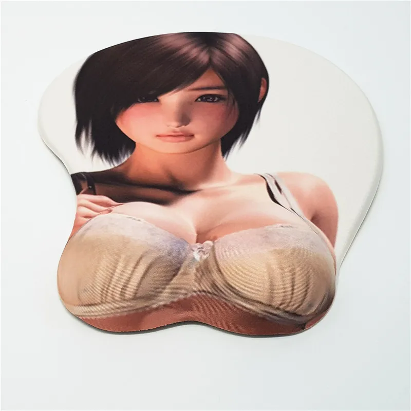 Черный коврик для мыши в стиле аниме Tifa Lockhart, игровой коврик для мыши, сексуальный большой мягкий 3D коврик для мыши, подставка для запястья h2.8 см/1,1 дюйма