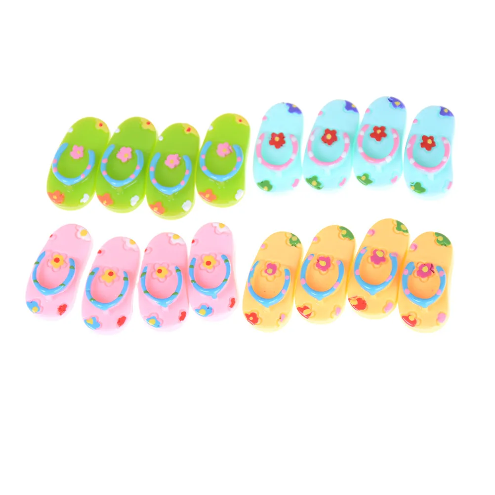 2 пары 1/12 кукольный домик Миниатюрные аксессуары мини смолы флип флоп